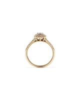 0.30 Carat TW Cushion Shaped Cluster Diamond Halo Engagement Ring in 10kt Yellow Gold