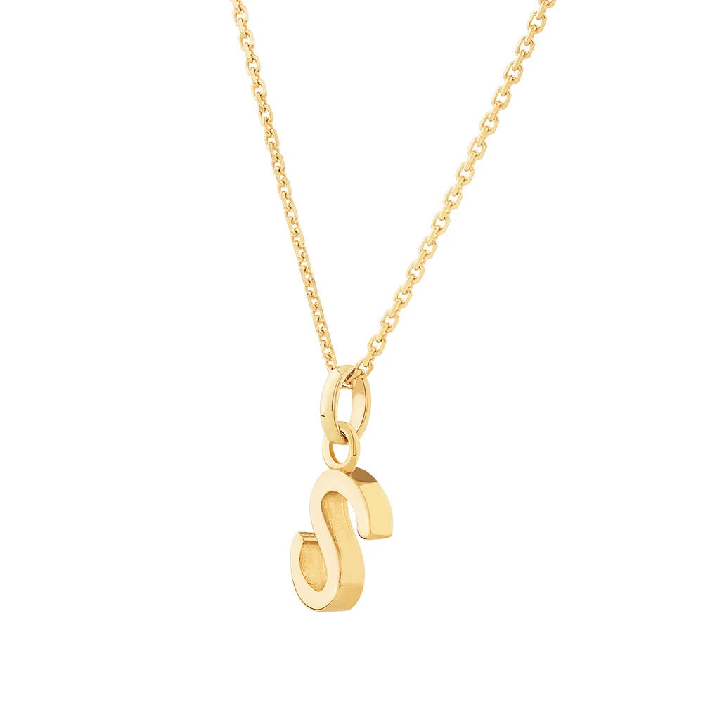 "H" Initial Pendant with Chain in 10kt Yellow Gold