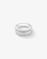 Bague Large Avec Canal Serti De Zircon Cubique En Argent Sterling