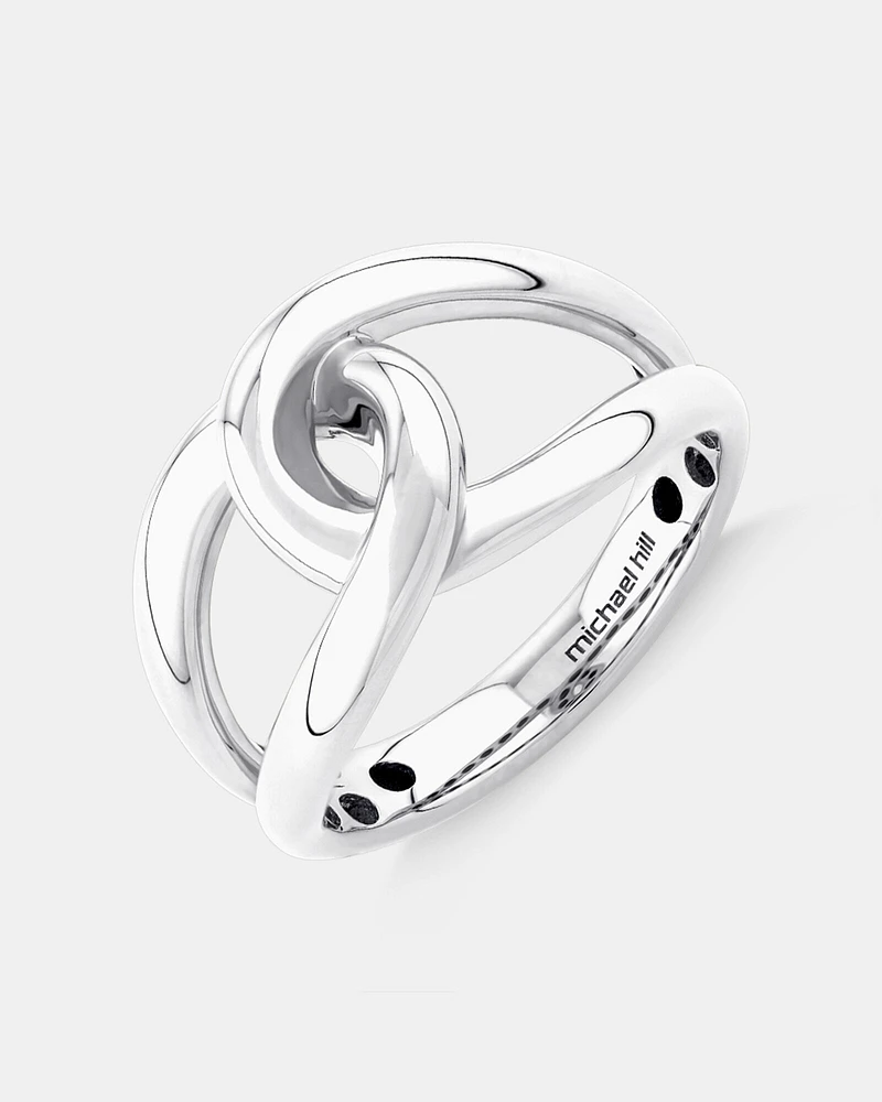 Round Bold Link Ring in Silver