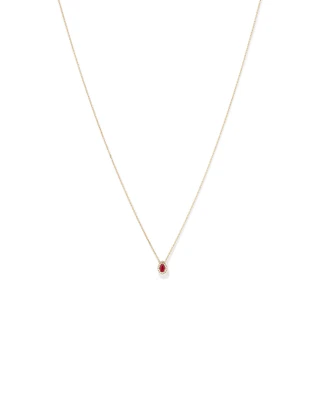 Pear Cut Red Ruby Gemstone and 0.05 Carat TW Diamond Halo Necklace in 10kt Yellow Gold