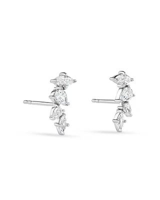 Cubic Zirconia Vine Stud Earrings in Sterling Silver