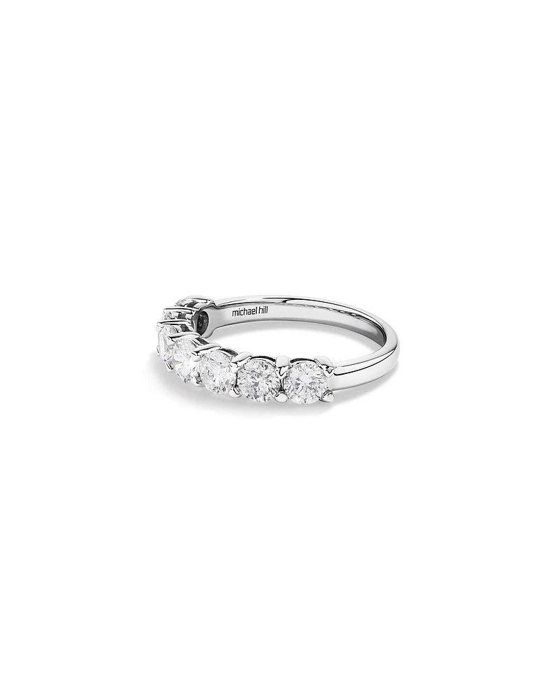 7 Stone Claw Wedding Ring with 1.61 Carat TW of Diamonds in 14kt White Gold