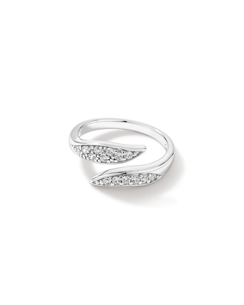 Cubic Zirconia Pointed Open Bypass Ring in Sterling Silver