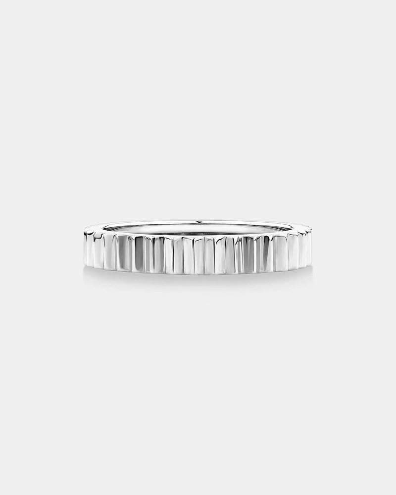 Ribbed Stacker Ring 10kt White Gold