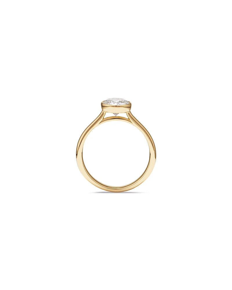 1.25 Carat TW Round Brilliant Laboratory-Grown Diamond Solitaire Bezel Set Engagement Ring in 14kt Yellow Gold