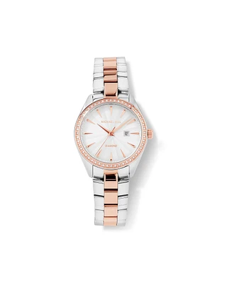 Montre Femme Bicolore Avec 0,60 Carat Poids Total De Diamants Et Mouvement Quartz En Acier Inoxydable Ton Or Rose