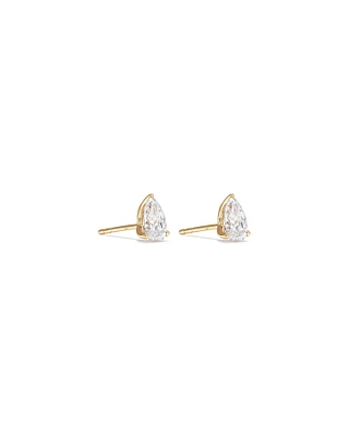 1.00 Carat TW Pear Cut Laboratory-Grown Diamond Solitaire Stud Earrings in 10kt Yellow Gold