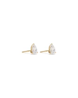 1.00 Carat TW Pear Cut Laboratory-Grown Diamond Solitaire Stud Earrings in 10kt Yellow Gold