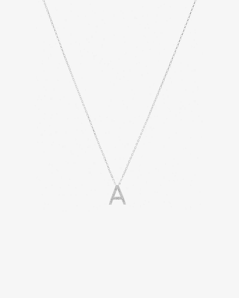 A' Initial necklace with 0.10 Carat TW of Diamonds in 10kt White Gold
