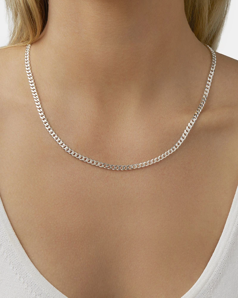 50cm (20") 4mm-4.5mm Width Curb Chain in Sterling Silver