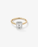 1.46 Carat TW Emerald Cut Laboratory-Grown Diamond Halo Engagement Ring in 14kt Yellow and White Gold