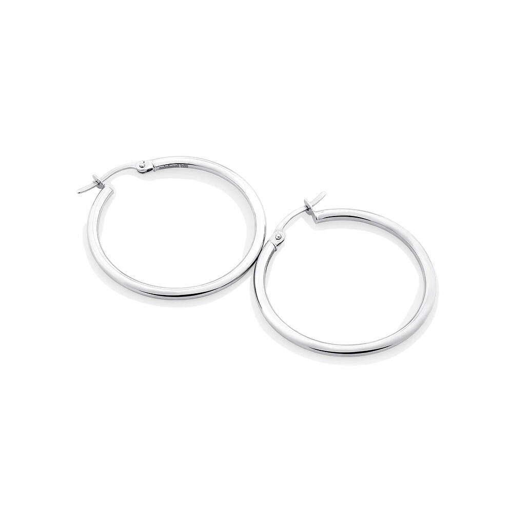 25mm Hoop Earrings in 10kt White Gold