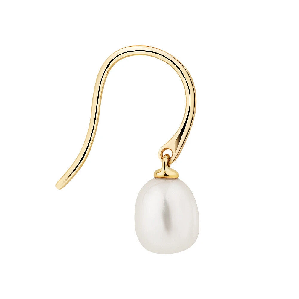 Drop Earrings with Cultured Freshwater Pearl in 10kt Yellow Gold