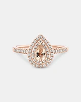 Sir Michael Hill Designer Fashion Ring with Morganite & 0.25 Carat TW of Diamonds in 10kt Rose Gold