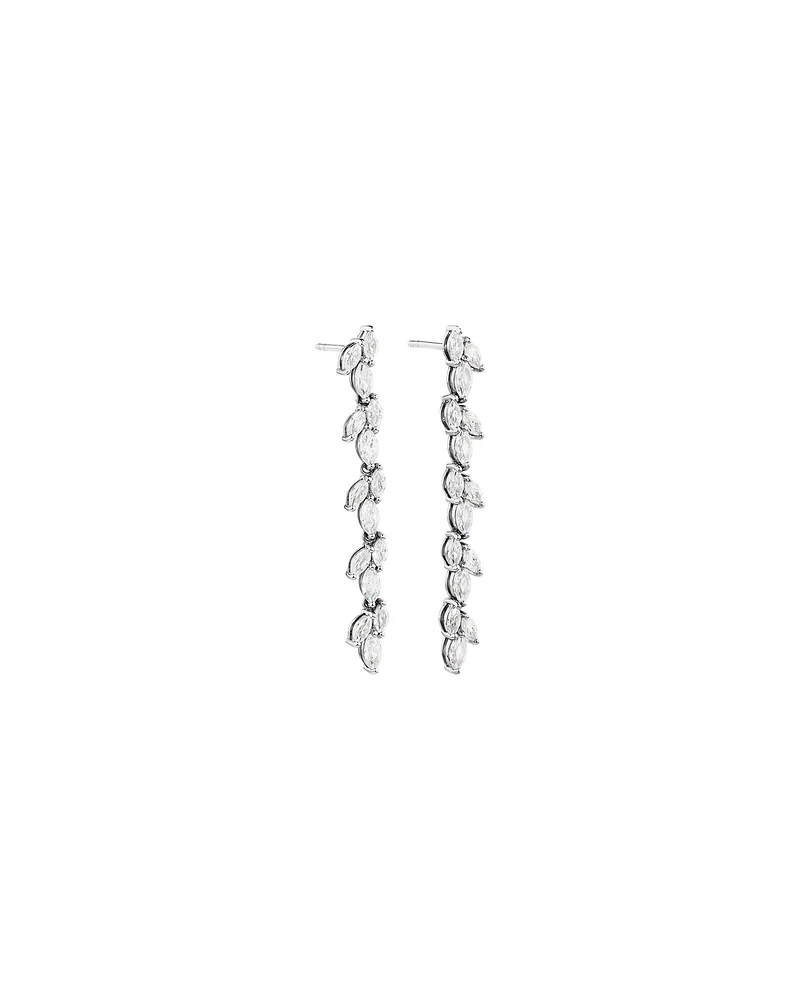 Cubic Zirconia Vine Drop Stud Earrings in Sterling Silver