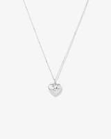 Diamond Accent Puff Heart Locket Necklace in Sterling Silver