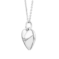 Diamond Accent Puff Heart Locket Necklace in Sterling Silver