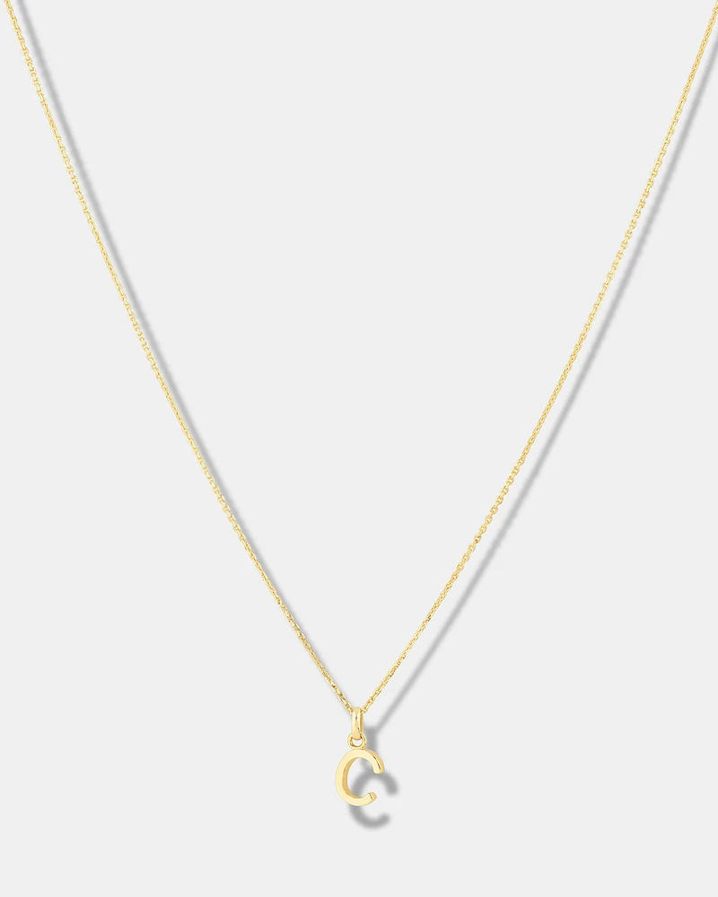 "H" Initial Pendant with Chain in 10kt Yellow Gold