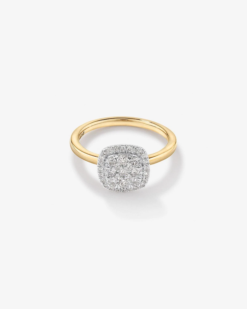 0.50 Carat TW Cushion Shaped Diamond Cluster Ring in 14kt Yellow & White Gold