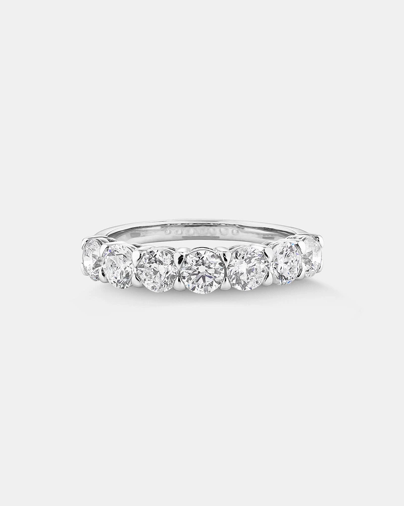 7 Stone Claw Wedding Ring with 1.61 Carat TW of Diamonds in 14kt White Gold