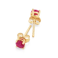 Stud Earrings with Ruby in 10kt Yellow Gold