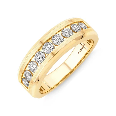 Bague pour homme avec 1 carat de diamants en or jaune 10 carats