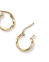 10mm Square Twist Hoop Earrings in 10kt Yellow Gold