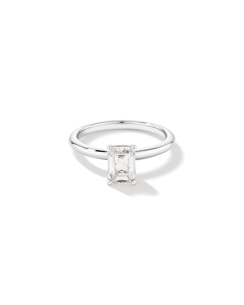 1.25 Carat TW Emerald Cut Laboratory-Grown Diamond Solitaire Engagement Ring In 14kt White Gold