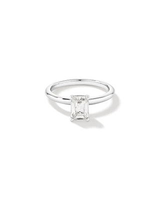 1.25 Carat TW Emerald Cut Laboratory-Grown Diamond Solitaire Engagement Ring In 14kt White Gold