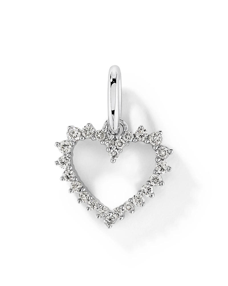 Diamond Open Love Heart Pendant in 10kt White Gold