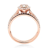 Evermore Bridal Set with Morganite & 0.54 Carat TW of Diamonds in 14kt Rose Gold