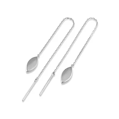 Marquise Disc Threader Earrings in Sterling Silver