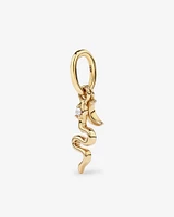 Lunar New Year Snake and Crescent Moon Pendant with Diamond Accent in 18kt Yellow Gold