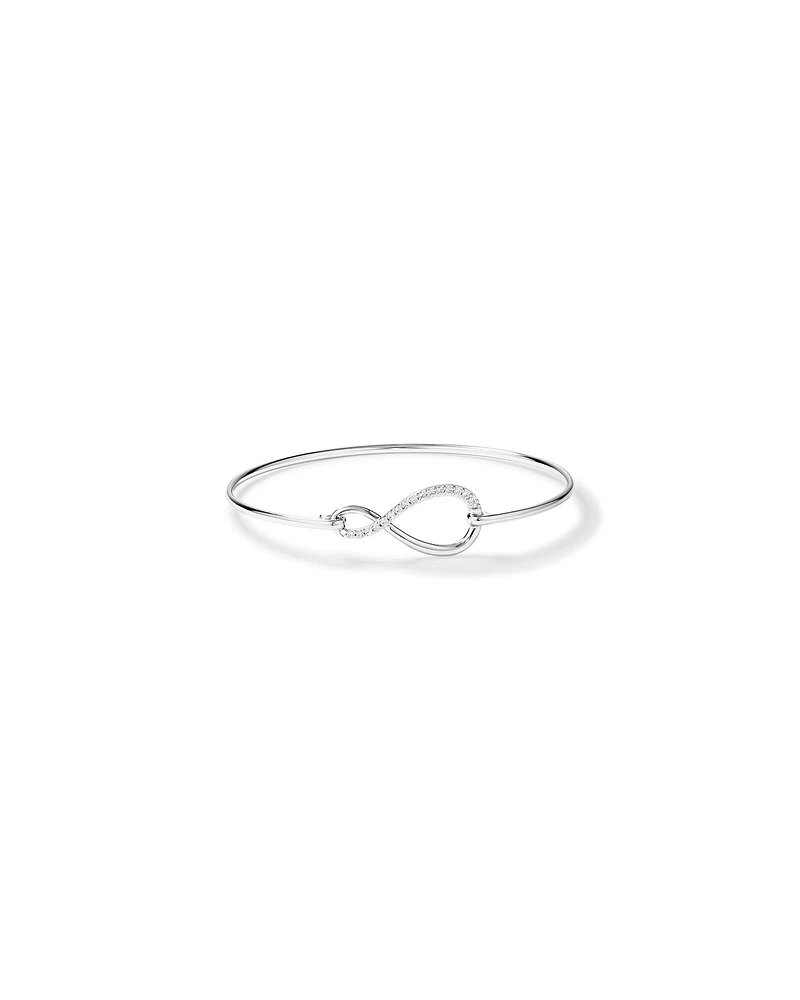 Cubic Zirconia Infinity Bangle in Sterling Silver