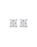 Boucles d'Oreilles Clous en Zircon Cubique Princesse de 7 mm en Argent Sterling