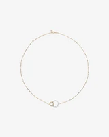 Two-Tone Double Circle Link Hammered Finish Necklace in 10kt White & Yellow Gold