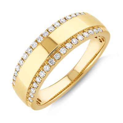 Two Row Ring with 0.37 TW of Diamonds 10kt Yellow Gold