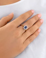 Ring with Sapphire & 1/2 Carat TW of Diamonds in 14kt Yellow & White Gold