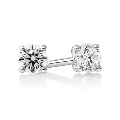 Certified 0.25 Carat TW Diamond Solitaire Stud Earrings in 18kt White Gold
