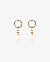 Drop Earrings with Cultured Freshwater Baroque Pearl in 10kt Yellow Gold