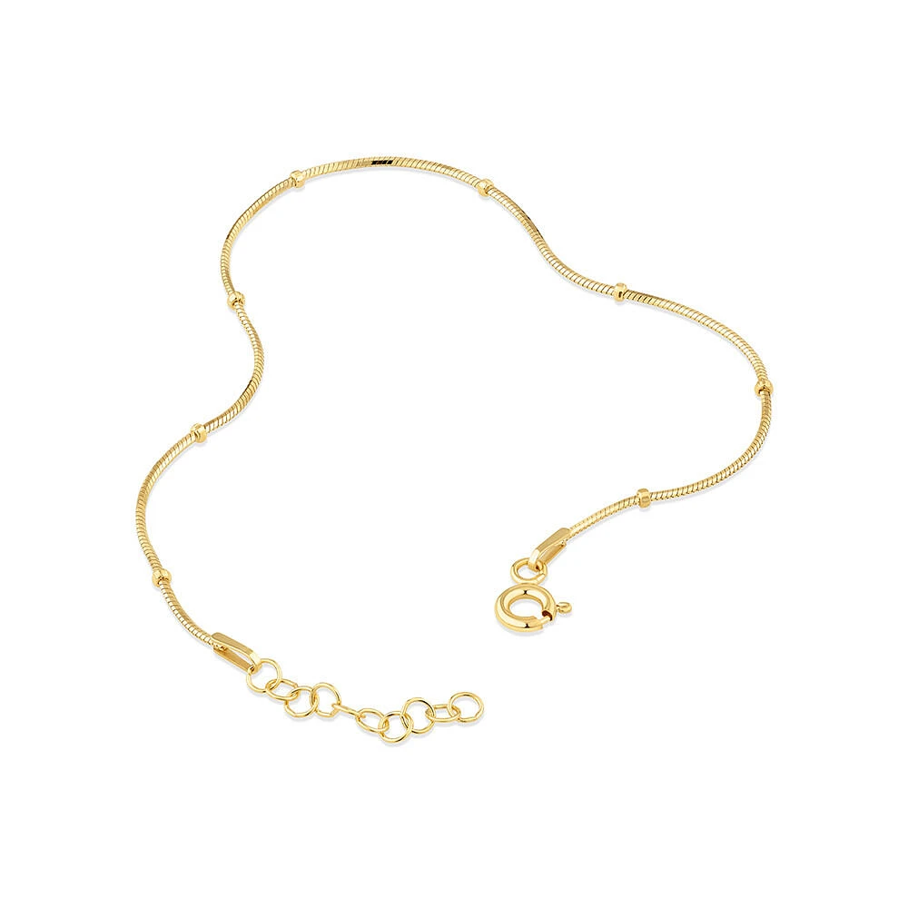 Snake & Bead Station Bracelet in 10kt Yellow Gold