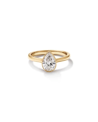 1.25 Carat TW Pear Cut Laboratory-Grown Diamond Solitaire Bezel Set Engagement Ring in 14kt Yellow Gold