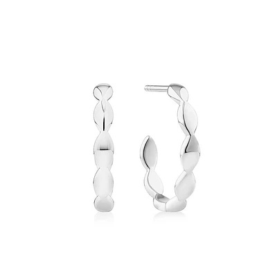 Marquise Shape Open Hoop Stud Earrings in Sterling Silver