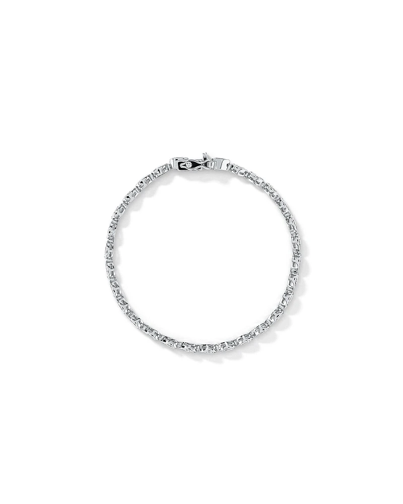 Pear Shaped Cubic Zirconia Bezel Set Tennis Bracelet in Sterling Silver