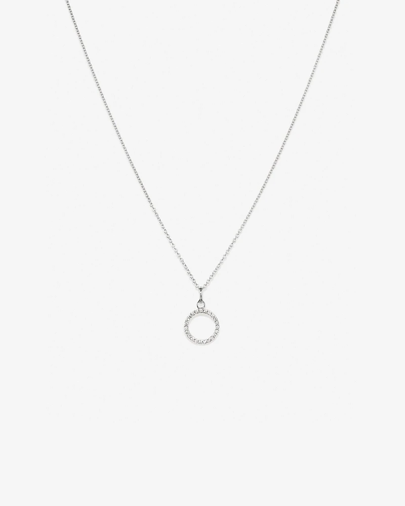 Open Circle Pendant with Cubic Zirconia in Sterling Silver