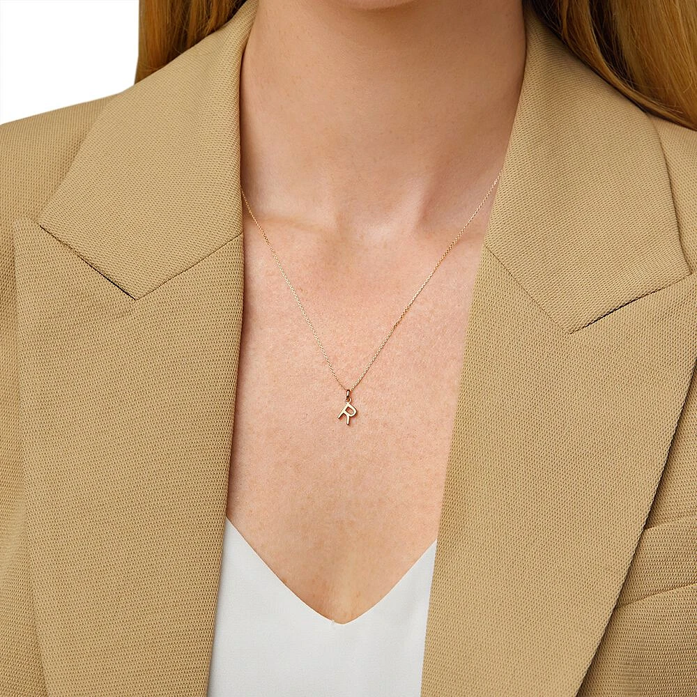 "H" Initial Pendant with Chain in 10kt Yellow Gold