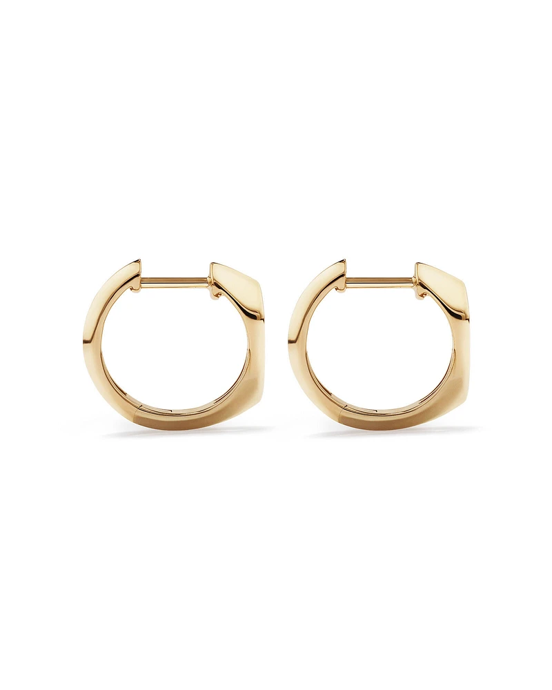 Diamond Star Accent Signet Huggie Hoop Earrings in 10kt Yellow Gold