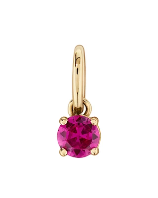 Created Round Red Ruby Birthstone Pendant in 10kt Yellow Gold