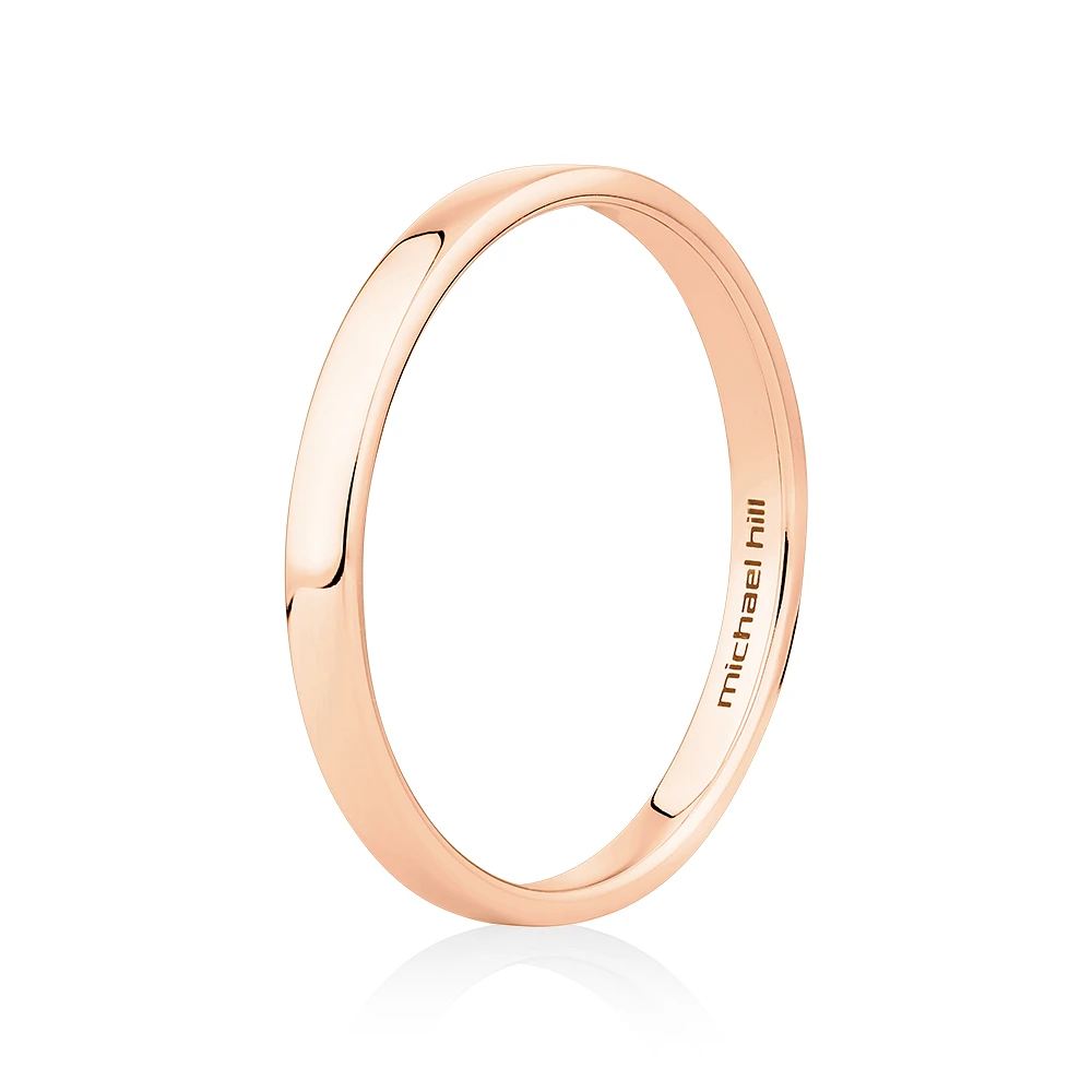 2mm Lite Half Round Wedding Band in 10kt Yellow Gold